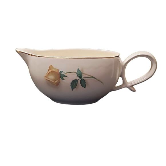 VTG Canonsburg Gravy Boat w/ Underplate Floral Yellow Trim White China GUC - Picture 5 of 11